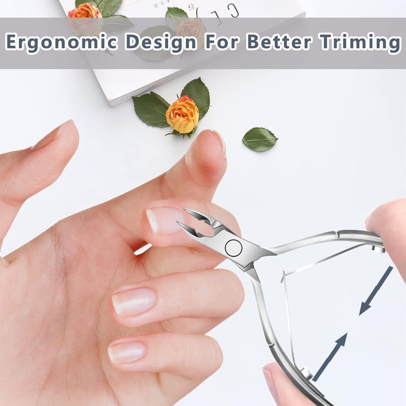 DecuT Cuticle Trimmer with Cuticle Pusher and Scissors, Cuticle Remover Professional Durable Pedicure Manicure Tools, Stainless Steel Cuticle Nipper Cutter Clipper (Silver Pusher) - Image 3